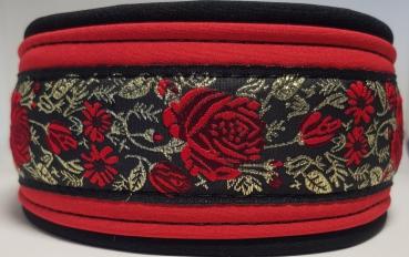 Soft Shell Halsband 6cm schwarz/rot Rose