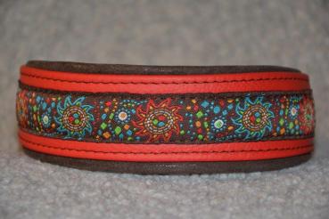 Halsband Doppelleder braun/feuerrot SSDN12042