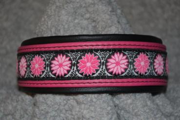 Halsband Doppelleder schwarz/pink SSDN12052